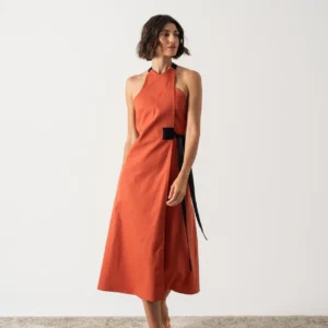 zulu linen wrap dress in copper luxmii 73951380